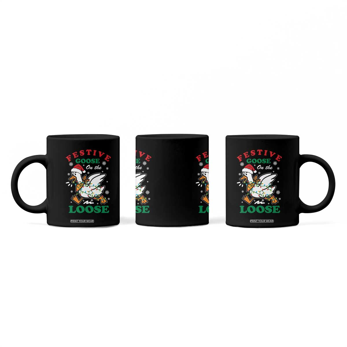 Funny Goose Christmas Coffee Mug Festive Goose On The Loose Xmas Holiday TS11 Print Your Wear