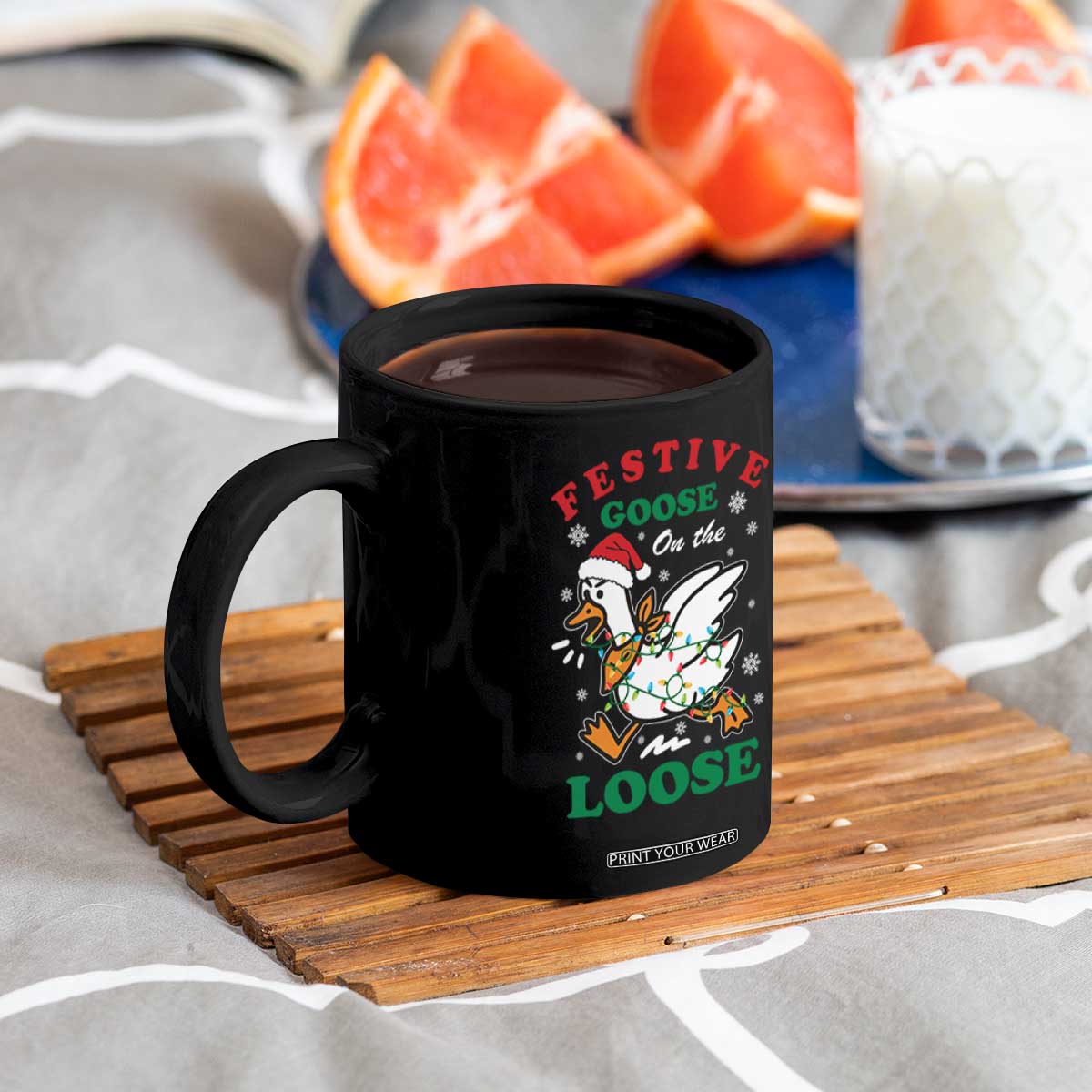 Funny Goose Christmas Coffee Mug Festive Goose On The Loose Xmas Holiday TS11 Print Your Wear