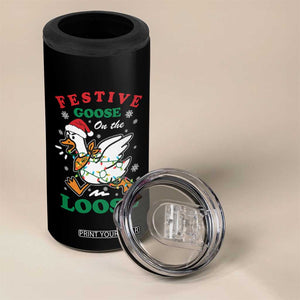 Funny Goose Christmas 4 in 1 Can Cooler Tumbler Festive Goose On The Loose Xmas Holiday TS11 Print Your Wear