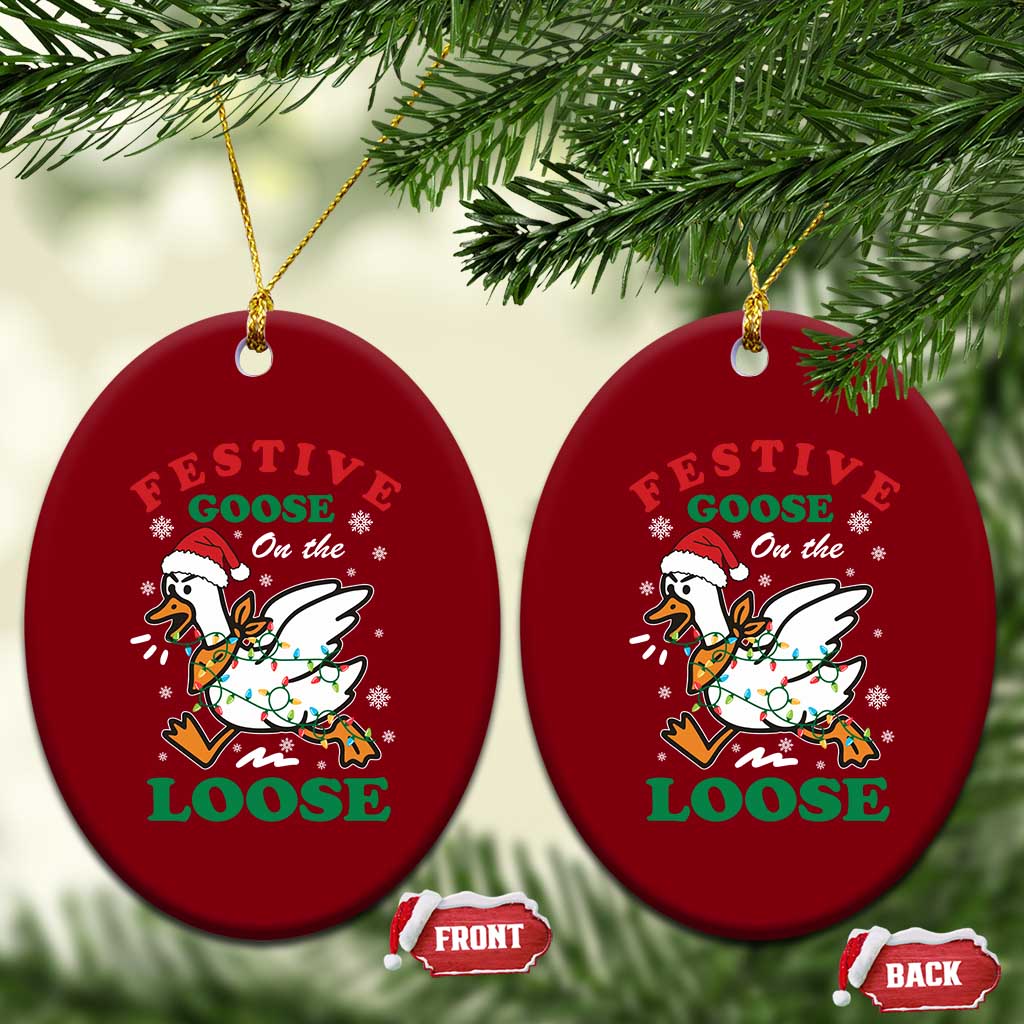 Funny Goose Christmas Ceramic Ornament Festive Goose On The Loose Xmas Holiday TS11 Print Your Wear