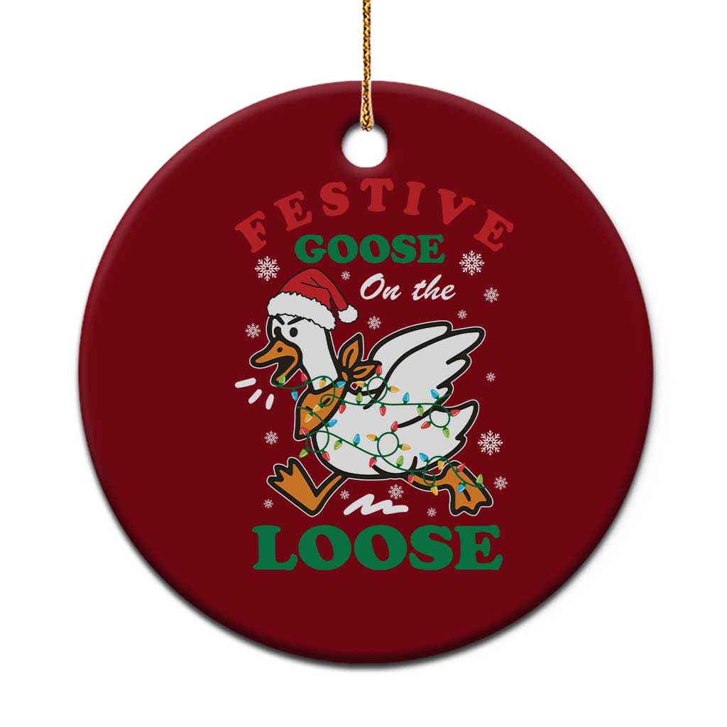 Funny Goose Christmas Ceramic Ornament Festive Goose On The Loose Xmas Holiday TS11 1pc Red Print Your Wear