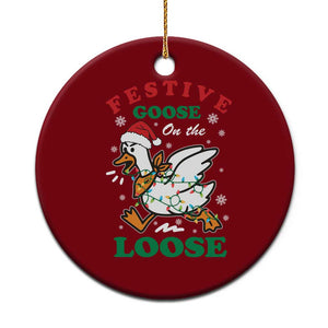 Funny Goose Christmas Ceramic Ornament Festive Goose On The Loose Xmas Holiday TS11 1pc Red Print Your Wear