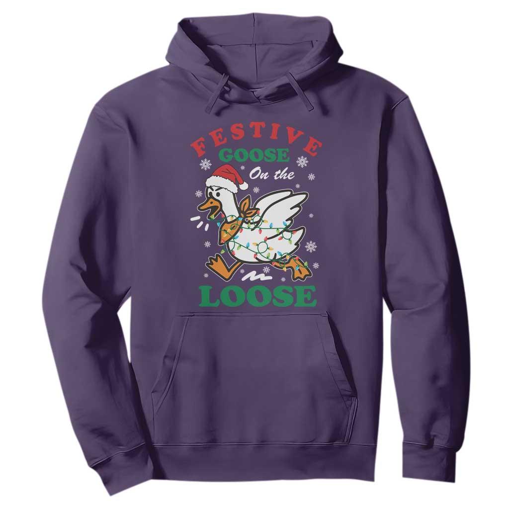 Funny Goose Christmas Hoodie Festive Goose On The Loose Xmas Holiday TS11 Purple Print Your Wear