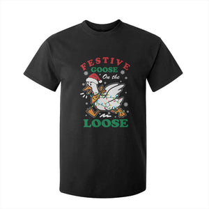 Funny Goose Christmas T Shirt For Kid Festive Goose On The Loose Xmas Holiday TS11 Black Print Your Wear