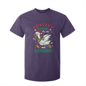 Funny Goose Christmas T Shirt For Kid Festive Goose On The Loose Xmas Holiday TS11 Purple Print Your Wear