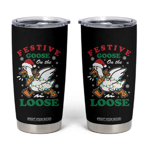 Funny Goose Christmas Tumbler Cup Festive Goose On The Loose Xmas Holiday TS11 Black Print Your Wear