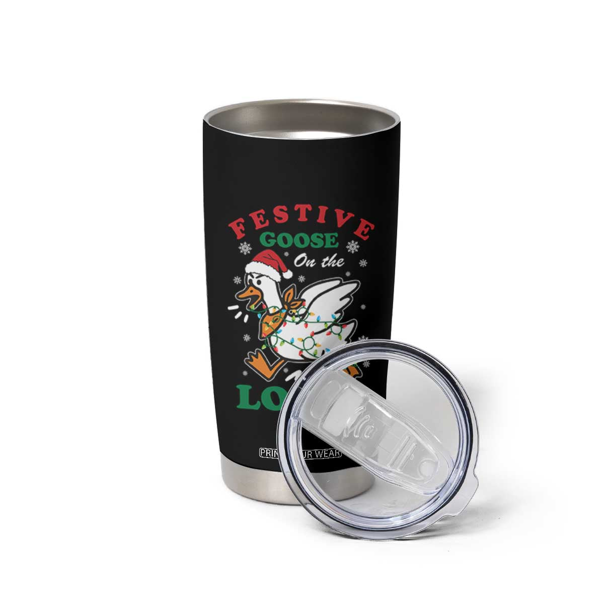 Funny Goose Christmas Tumbler Cup Festive Goose On The Loose Xmas Holiday TS11 Print Your Wear