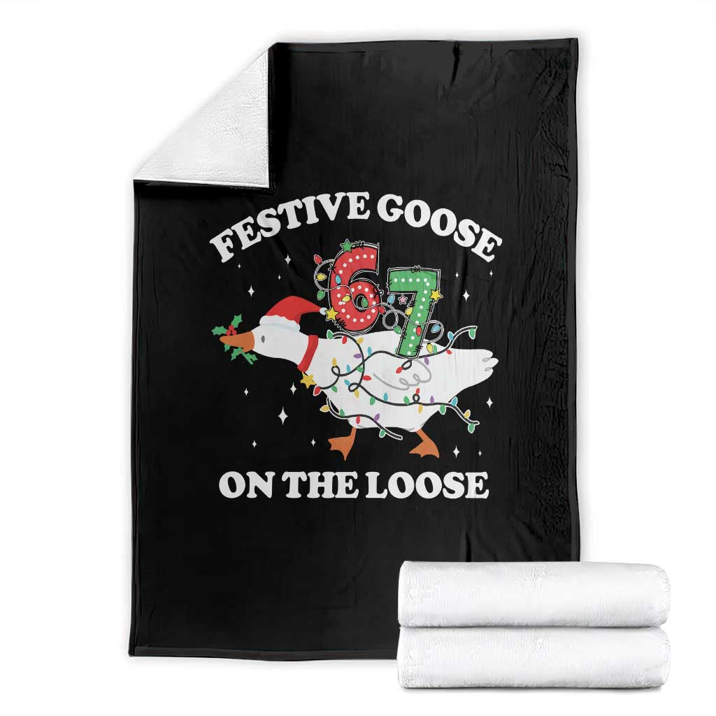 Funny Goose 67 Christmas Throw Blanket Festive Goose On The Loose Six Seven Meme TS11 Black Print Your Wear