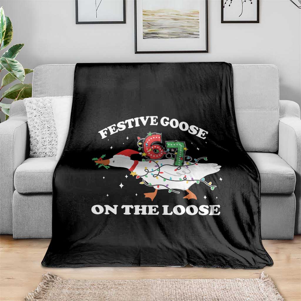 Funny Goose 67 Christmas Throw Blanket Festive Goose On The Loose Six Seven Meme TS11 Print Your Wear