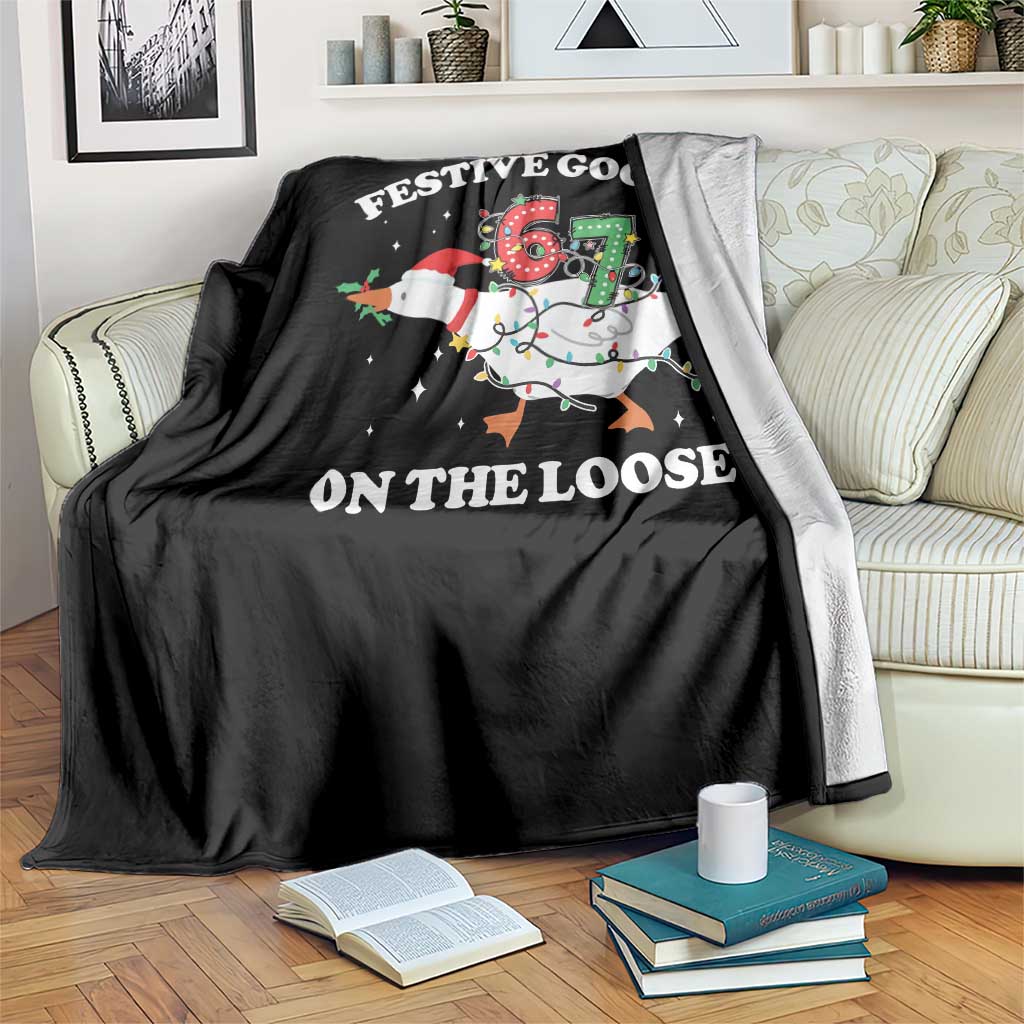Funny Goose 67 Christmas Throw Blanket Festive Goose On The Loose Six Seven Meme TS11 Print Your Wear
