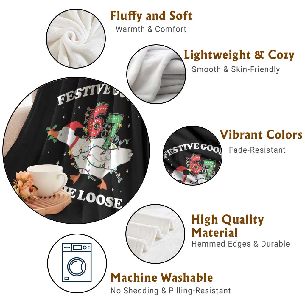 Funny Goose 67 Christmas Throw Blanket Festive Goose On The Loose Six Seven Meme TS11 Print Your Wear