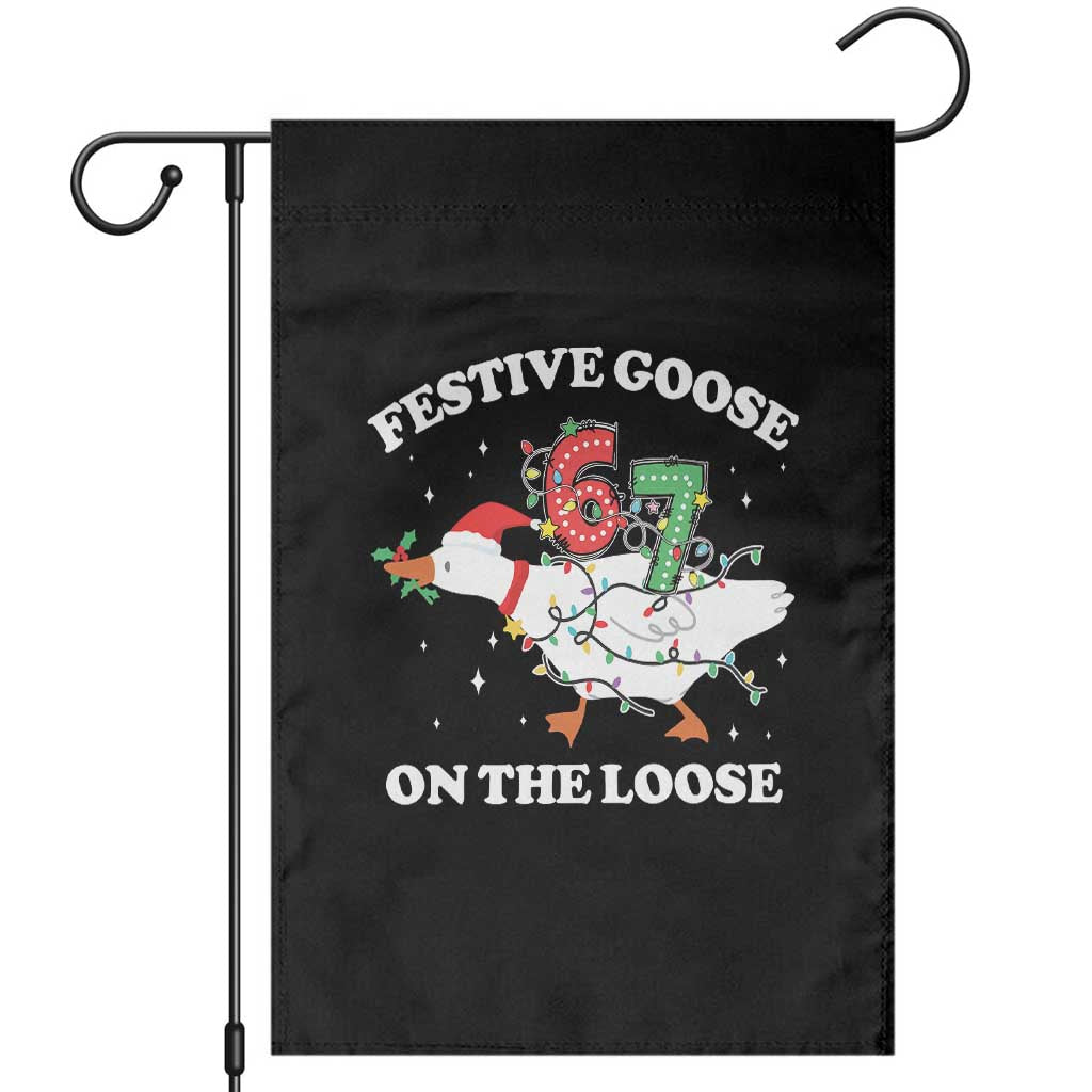 Funny Goose 67 Christmas Garden Flag Festive Goose On The Loose Six Seven Meme TS11 Black Print Your Wear