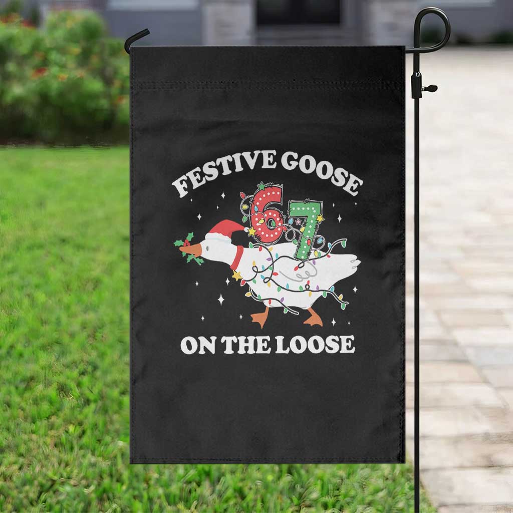 Funny Goose 67 Christmas Garden Flag Festive Goose On The Loose Six Seven Meme TS11 Print Your Wear