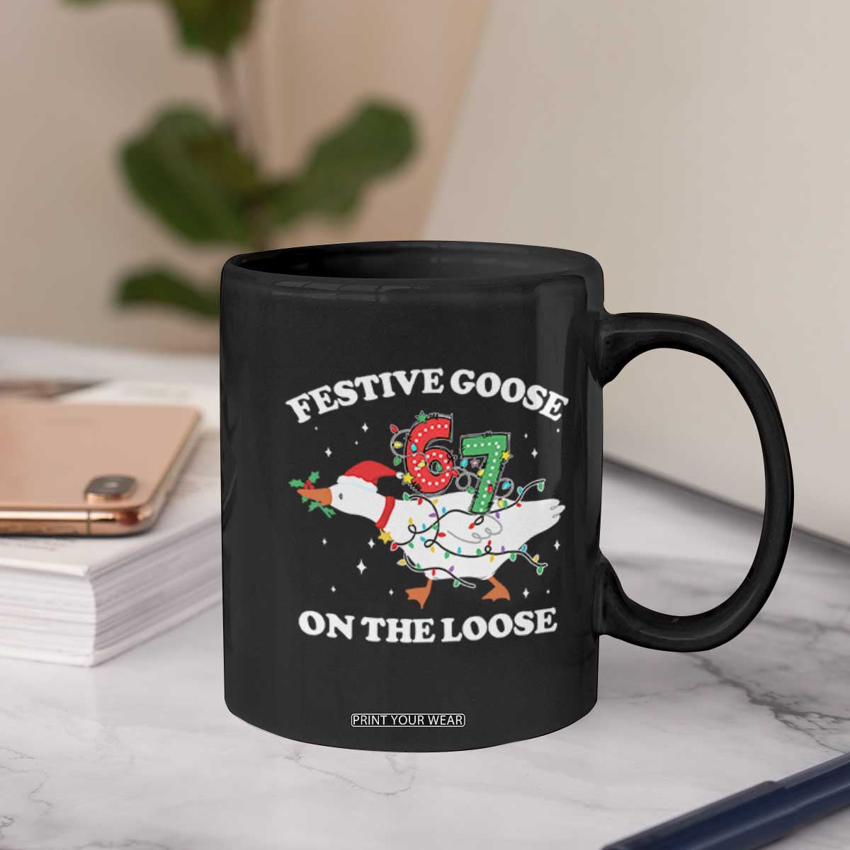 Funny Goose 67 Christmas Coffee Mug Festive Goose On The Loose Six Seven Meme TS11 Print Your Wear