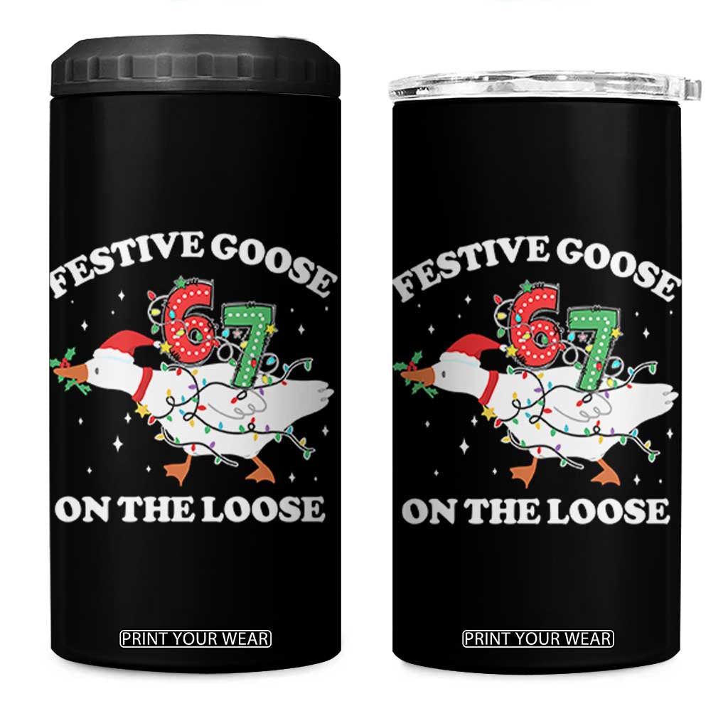 Funny Goose 67 Christmas 4 in 1 Can Cooler Tumbler Festive Goose On The Loose Six Seven Meme TS11 One Size: 16 oz Black Print Your Wear