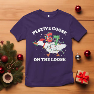 Funny Goose 67 Christmas T Shirt Festive Goose On The Loose Six Seven Meme TS11 Purple Print Your Wear