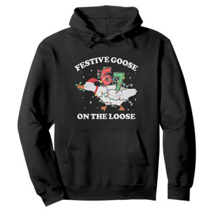 Funny Goose 67 Christmas Hoodie Festive Goose On The Loose Six Seven Meme TS11 Black Print Your Wear