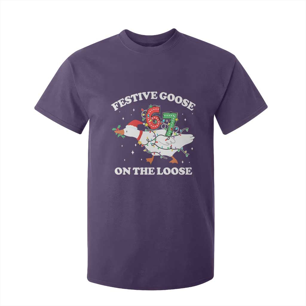 Funny Goose 67 Christmas T Shirt For Kid Festive Goose On The Loose Six Seven Meme TS11 Purple Print Your Wear