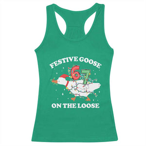 Funny Goose 67 Christmas Racerback Tank Top Festive Goose On The Loose Six Seven Meme TS11 Irish Green Print Your Wear