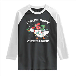 Funny Goose 67 Christmas Raglan Shirt Festive Goose On The Loose Six Seven Meme TS11 Black White Print Your Wear