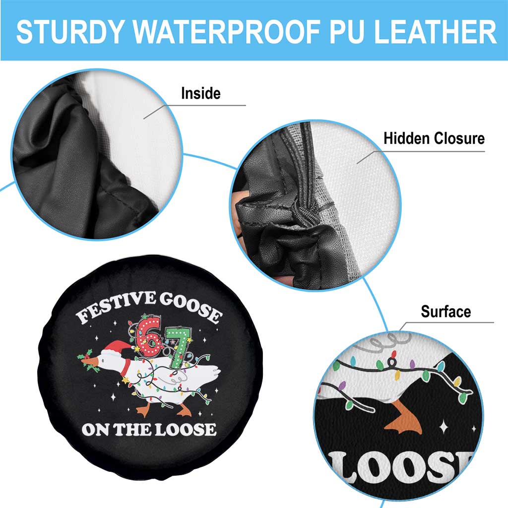 Funny Goose 67 Christmas Spare Tire Cover Festive Goose On The Loose Six Seven Meme TS11 Print Your Wear