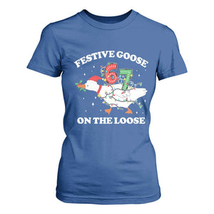 Funny Goose 67 Christmas T Shirt For Women Festive Goose On The Loose Six Seven Meme TS11 Royal Blue Print Your Wear