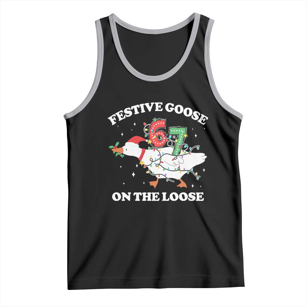 Funny Goose 67 Christmas Tank Top Festive Goose On The Loose Six Seven Meme TS11 Black Athletic Heather Print Your Wear