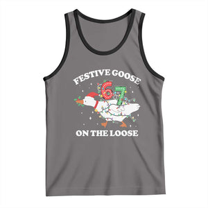 Funny Goose 67 Christmas Tank Top Festive Goose On The Loose Six Seven Meme TS11 Deep Heather Black Print Your Wear