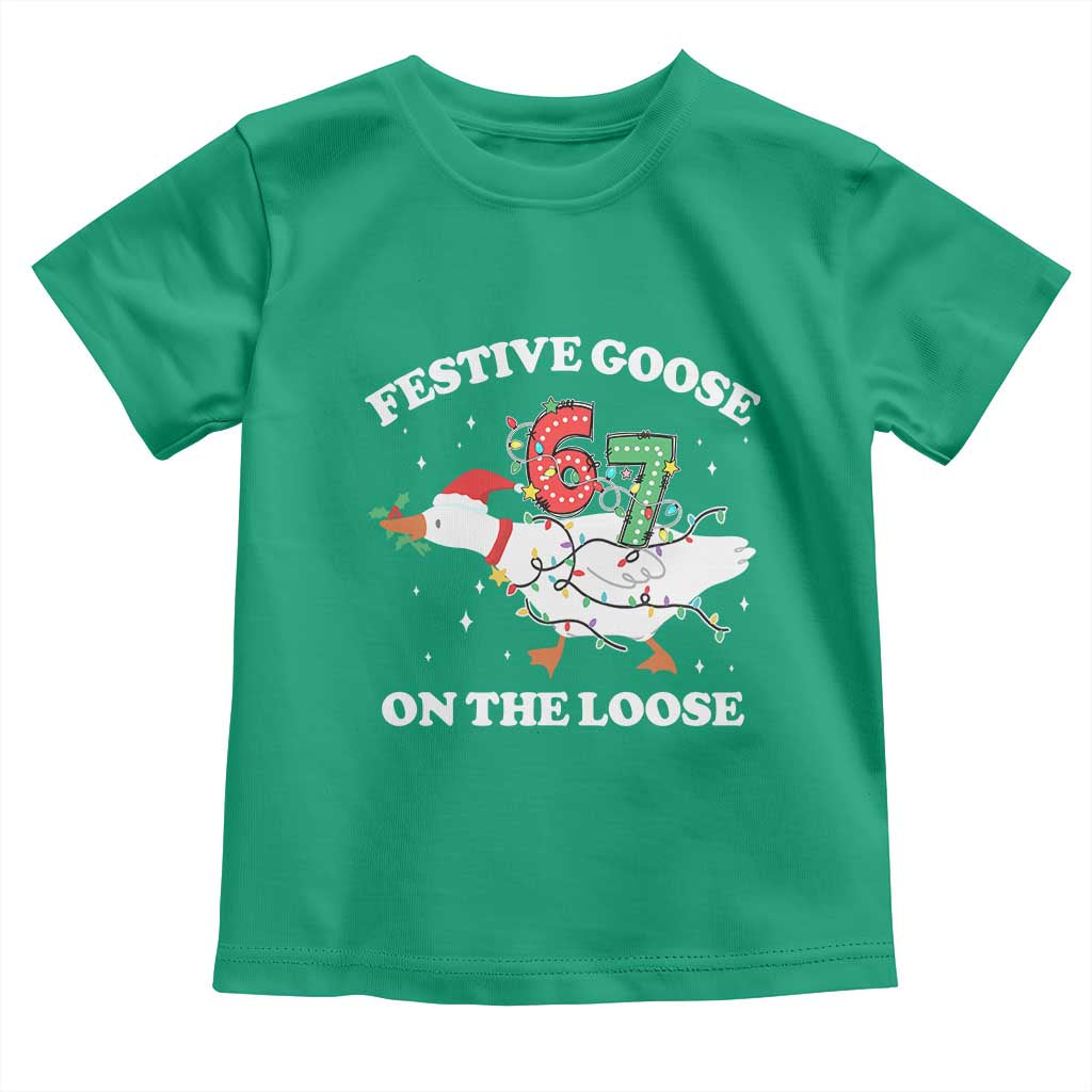 Funny Goose 67 Christmas Toddler T Shirt Festive Goose On The Loose Six Seven Meme TS11 Irish Green Print Your Wear