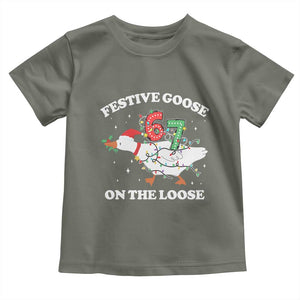 Funny Goose 67 Christmas Toddler T Shirt Festive Goose On The Loose Six Seven Meme TS11 Military Green Print Your Wear