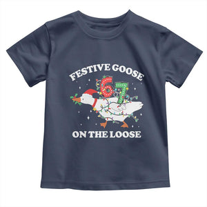 Funny Goose 67 Christmas Toddler T Shirt Festive Goose On The Loose Six Seven Meme TS11 Navy Print Your Wear