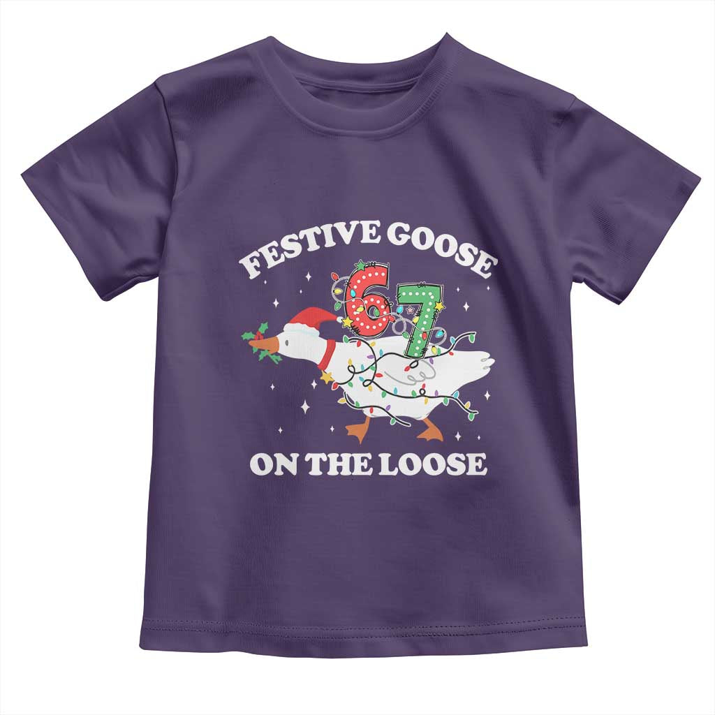 Funny Goose 67 Christmas Toddler T Shirt Festive Goose On The Loose Six Seven Meme TS11 Purple Print Your Wear