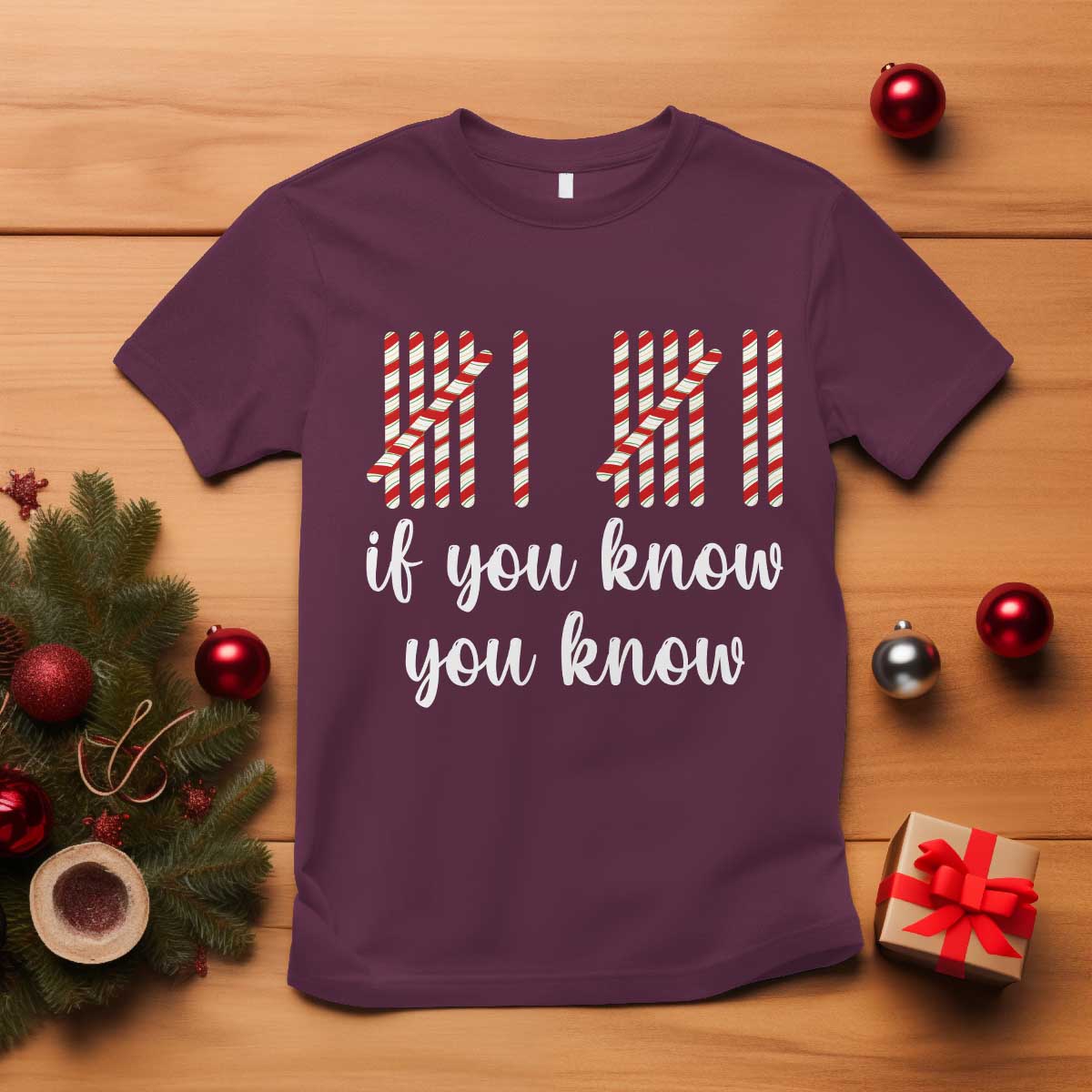 Funny 67 Christmas T Shirt If You Know You Know Six Seven Meme Canday Cane TS11 Maroon Print Your Wear