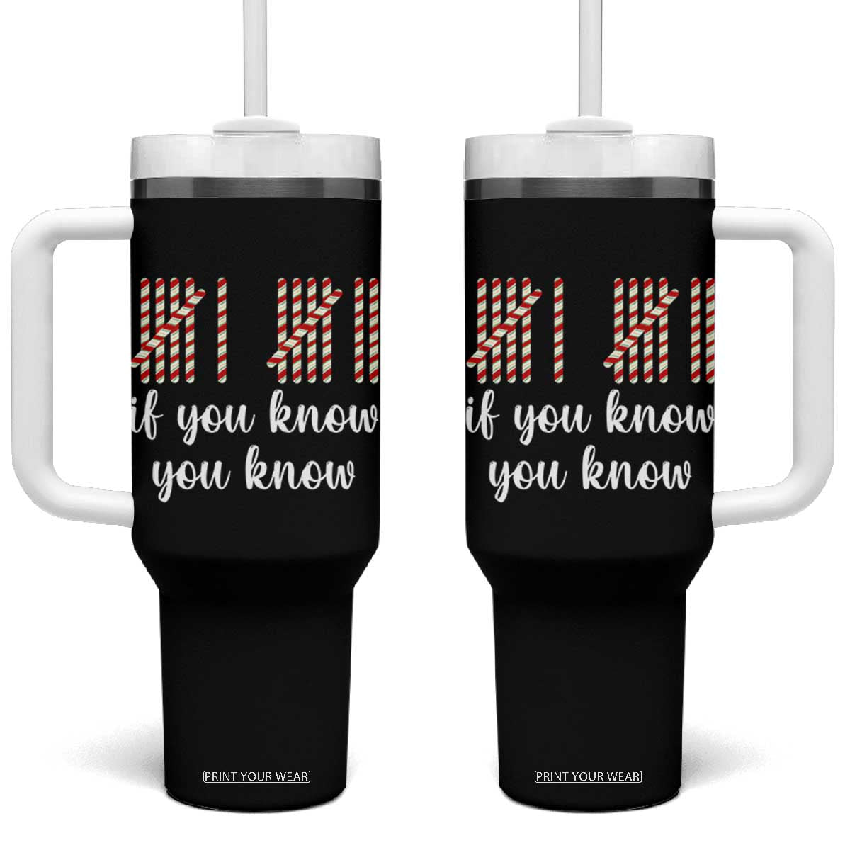 Funny 67 Christmas Tumbler With Handle If You Know You Know Six Seven Meme Canday Cane TS11 One Size: 40 oz Black Print Your Wear