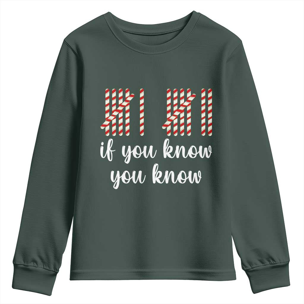 Funny 67 Christmas Youth Sweatshirt If You Know You Know Six Seven Meme Canday Cane TS11 Dark Forest Green Print Your Wear