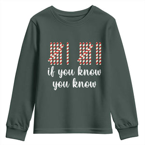 Funny 67 Christmas Youth Sweatshirt If You Know You Know Six Seven Meme Canday Cane TS11 Dark Forest Green Print Your Wear