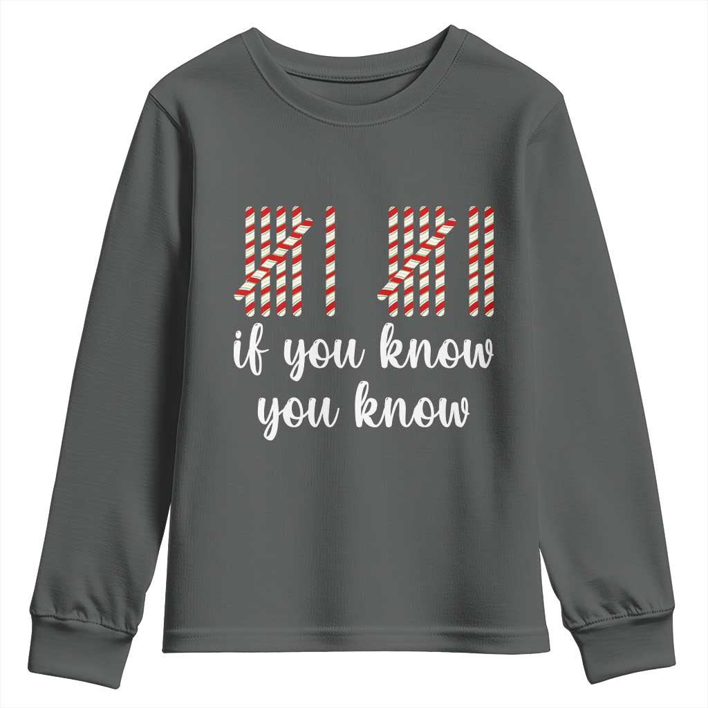 Funny 67 Christmas Youth Sweatshirt If You Know You Know Six Seven Meme Canday Cane TS11 Dark Heather Print Your Wear