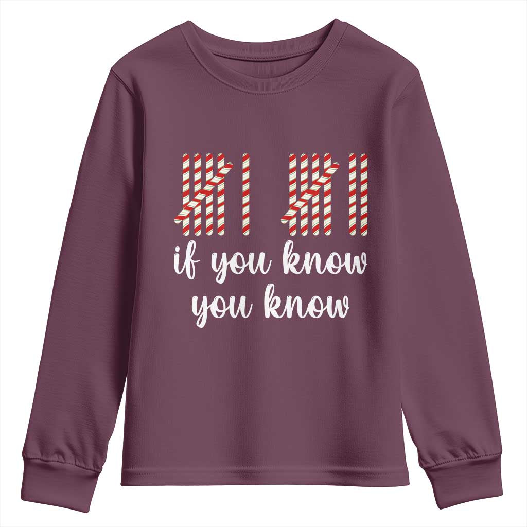 Funny 67 Christmas Youth Sweatshirt If You Know You Know Six Seven Meme Canday Cane TS11 Maroon Print Your Wear
