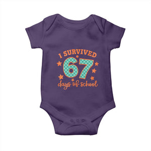 I Survived 67 Days Of School Baby Onesie Six Seven Meme Student Teacher Faux Glitter TS11 Purple Print Your Wear
