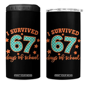 I Survived 67 Days Of School 4 in 1 Can Cooler Tumbler Six Seven Meme Student Teacher Faux Glitter TS11 One Size: 16 oz Black Print Your Wear
