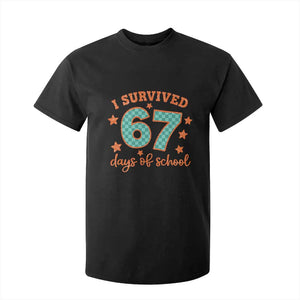 I Survived 67 Days Of School T Shirt For Kid Six Seven Meme Student Teacher Faux Glitter TS11 Black Print Your Wear