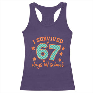 I Survived 67 Days Of School Racerback Tank Top Six Seven Meme Student Teacher Faux Glitter TS11 Purple Print Your Wear