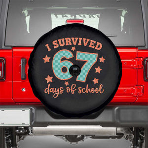 I Survived 67 Days Of School Spare Tire Cover Six Seven Meme Student Teacher Faux Glitter TS11 Black Print Your Wear