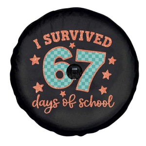 I Survived 67 Days Of School Spare Tire Cover Six Seven Meme Student Teacher Faux Glitter TS11 Print Your Wear