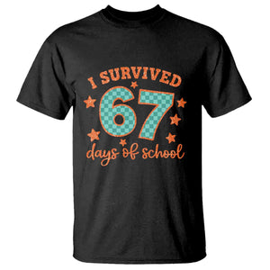 I Survived 67 Days Of School T Shirt Six Seven Meme Student Teacher Faux Glitter TS11 Black Print Your Wear