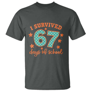 I Survived 67 Days Of School T Shirt Six Seven Meme Student Teacher Faux Glitter TS11 Dark Heather Print Your Wear