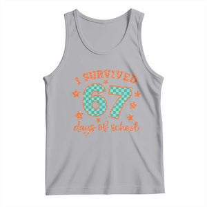 I Survived 67 Days Of School Tank Top Six Seven Meme Student Teacher Faux Glitter TS11 Athletic Heather Print Your Wear