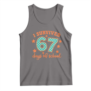 I Survived 67 Days Of School Tank Top Six Seven Meme Student Teacher Faux Glitter TS11 Deep Heather Print Your Wear