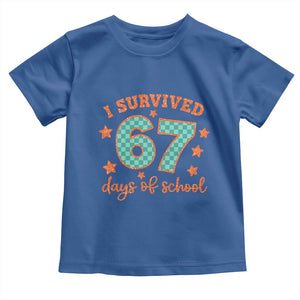 I Survived 67 Days Of School Toddler T Shirt Six Seven Meme Student Teacher Faux Glitter TS11 Royal Blue Print Your Wear