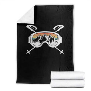 Ski Goggles Mountain Snow Skiing Retro Winter Vacation Throw Blanket TS11 Black Print Your Wear